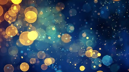 Poster - A blend of sparkling golden and blue bokeh lights fills the dark background, creating a magical and festive atmosphere perfect for celebrations and special occasions.