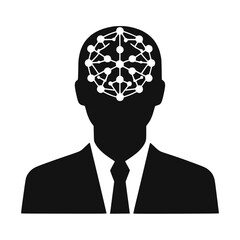 Poster - Human silhouette icon with a sign symbolizing artificial intelligence