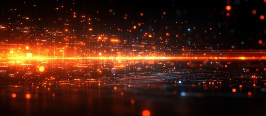 Poster - Abstract Orange and Black Digital Data Stream