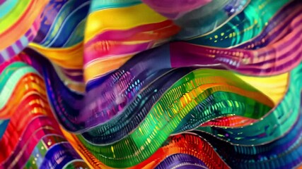 Poster - Waves of bright colors and intricate patterns create a captivating abstract representation that highlights artistic creativity and vivid expression.