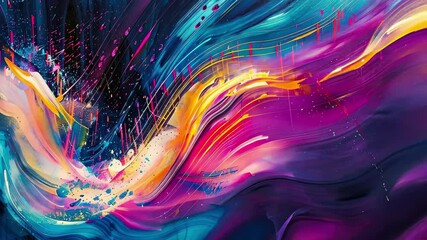 Poster - A striking abstract work showcases swirling hues of blue, pink, and orange, creating a vivid visual experience that captures the essence of motion and creativity.