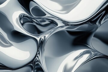 Leinwandbilder - Futuristic abstract pattern featuring soft 3D waves in monochrome palette showcasing smooth modern minimalist aesthetic
