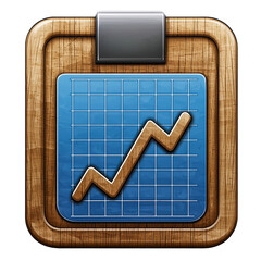 Poster - Graph chart icon on clipboard representing business growth and data analysis, isolated on white background.
