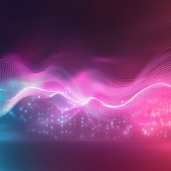 Poster - Abstract Data Flow Visualization with Glowing Lines and Particles in Neon Pink and Blue Shades