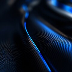 Aufkleber - Captivating Carbon Fiber: A Textured Abstract with Striking Blue Illumination and Modern Design 