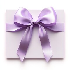 Poster - Elegant gift box with a light purple satin ribbon and bow, presenting a special moment of surprise and celebration.