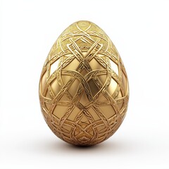 Aufkleber - Intricate Golden Egg: A Decorative Masterpiece of Intertwined Ornate Design on a Clean White Backdrop, a Symbol of Elegance.