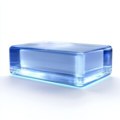 Leinwandbilder - Rectangular Prism of Crystalline Ice with Smooth Rounded Edges and Subtle Light Refractions, on a White Background