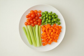 Poster - Fresh vegetables, lean protein, and whole grain arranged elegantly in a minimalist setting for a healthy meal
