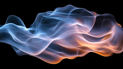 Fototapete - A holographic abstract shape with wavy, fluid lines and colors blending into each other, glowing with a soft, ethereal light against a minimalist, smooth background