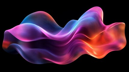 Fototapete - Holographic 3D render of a wavy, abstract shape, with vibrant colors flowing and shifting in a mesmerizing pattern, set against a sleek, reflective background