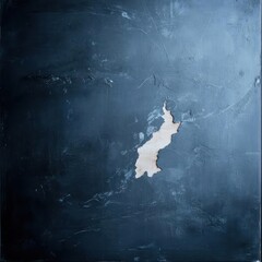 Poster - Textured Square Blue Surface With Peeling Paint Abstract Composition Revealing Light Tan Underlayer Exhibiting Distressed Aesthetic