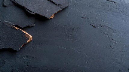 Poster - Close Up View Of Torn Black Roofing Material Showing Damaged Texture and Rough Edges on Dark Surface