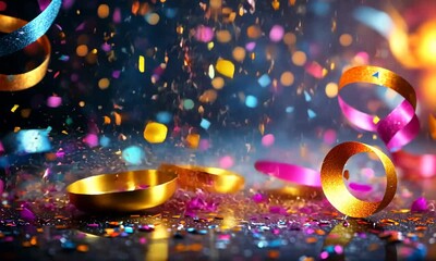 Poster - Festive celebration with shimmering confetti and elegant party decorations backdrop