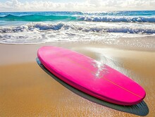 Summertime Pink Surfboard At Beach Free Stock Photo - Public Domain ...
