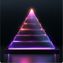 Aufkleber - Neon Illuminated Pyramid Structure on Black, A Visual Representation of Hierarchy, Achievement, and Technological Advancement