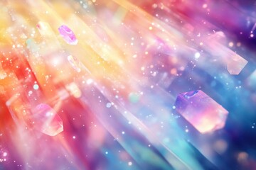 Poster - Vibrant abstract depiction of crystals and light in colorful motion