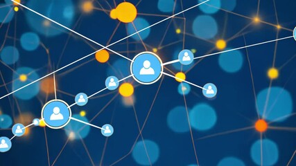 Fototapete - A vibrant network of glowing dots and lines emerges against a deep blue backdrop, symbolizing connections and technology, showcasing a dynamic digital landscape.