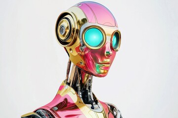 Poster - Sleek robotic figure showcasing futuristic design with vibrant colors and distinct features