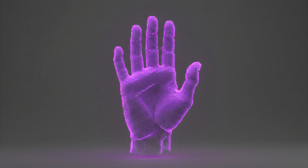 Poster - Hologram arm for futuristic technology concept, showing digital connection for business innovation, metaverse and virtual reality in the cyberpunk world