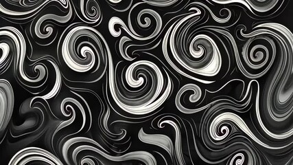 Poster - An artistic display of swirling patterns in black and white creates a visually striking effect, ideal for enhancing the aesthetic of contemporary spaces.