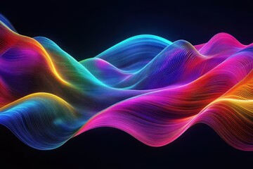 Poster - Colorful abstract wave patterns create a mesmerizing visual experience in digital art