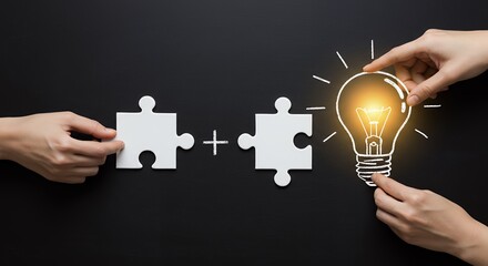 Aufkleber - Connecting puzzle pieces for idea generation and problem solving concept