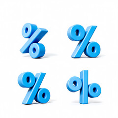Poster - four 3d light blue percent symbols on white background