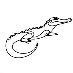 Aufkleber - Simple line drawing of a crocodile against a white background  