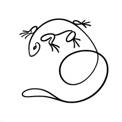 Poster - Single-line vector drawing of a lizard and frog design  