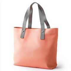 Poster - Stylish Peach Tote Bag with Gray Straps: A minimalist and chic accessory for everyday fashion and sustainable shopping.