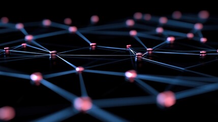 Poster - Abstract Network Connection, Nodes and Lines Interconnected in a Complex Web of Digital Data