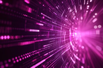 Poster - Vibrant digital tunnel with pink light streaks and data flow