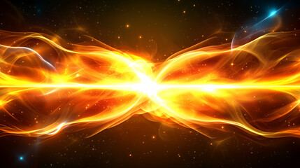 Poster - Abstract Cosmic Energy Glowing Orange and Yellow Waves in Space