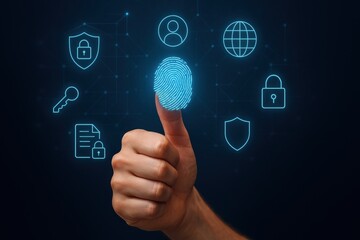 Poster - Digital Identity: Captivating image showing a fingerprint representing digital identity in a modern technological context. 