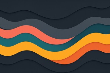 Poster - modern abstract background featuring colorful wavy lines in vibrant hues, creating a visually appeal