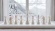 © Max - Digital chess game with hologram elements on a snowy chessboard in a cozy room environment