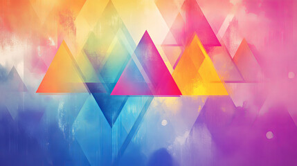 Poster - Abstract template horizontal banner with color triangle pattern
