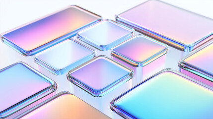 Aufkleber - Iridescent glass cubes and rectangles creating abstract pattern
