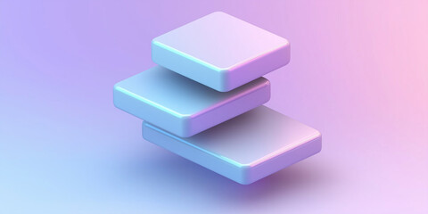 Poster - Three glossy square platforms floating on gradient background