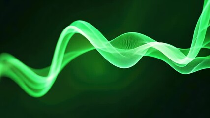 Aufkleber - Glowing Green Energy Wave Seamless Loop Animation on Dark Background