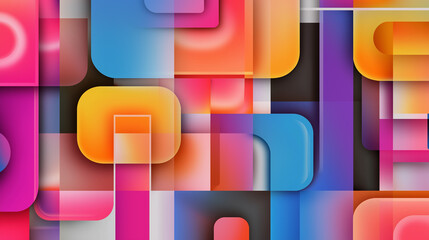 Poster - Colorful rounded rectangles creating modern abstract background
