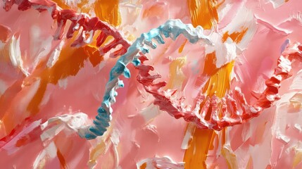 Aufkleber - Abstract DNA structure in vibrant colors against a textured background highlighting genetic code and scientific concepts