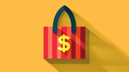 Poster - A colorful graphic depiction of a shopping bag with a dollar sign
