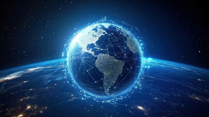 Poster - Global Network, Digital Tapestry Encircling Earth