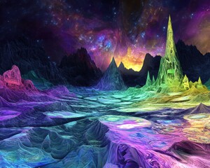 Wall Mural - fantasy landscape with space