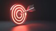 © Aleksandra - Illuminated target with arrow in dark space symbolizing precision and focus