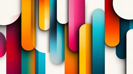 Aufkleber - colorful vertical bars with rounded ends create an abstract design against a light background, displ