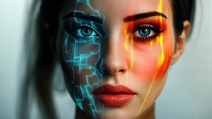 Poster - Glitchy Graffiti Woman With Vibrant Colors and Expressive Features Generative AI