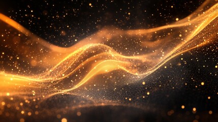 Fototapete - 3D abstract digital background with moving particles, flowing data streams, and intricate lines representing big data visualization on a dark backdrop